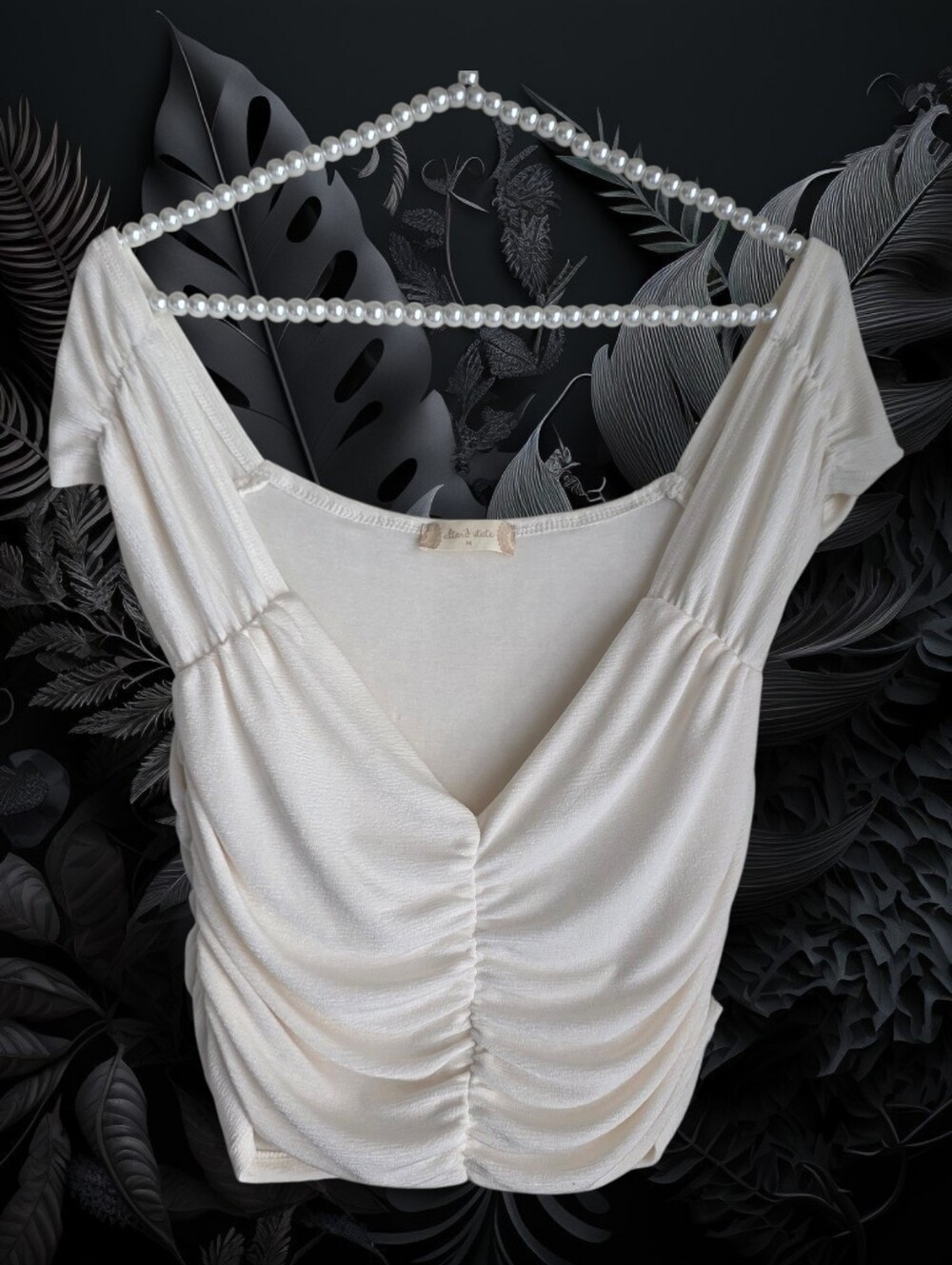 Ruched Cream Cropped Top Altar'd State - Picture 1 of 9